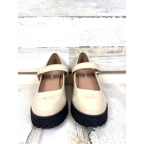 Sun & Stone Women’s 5.5 Cream Vegan Chunky Lug Mary Jane Platform Loafers NWT - Picture 3 of 9